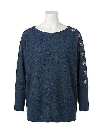 FDJ Nessie Batwing Top in Navy (view 1)