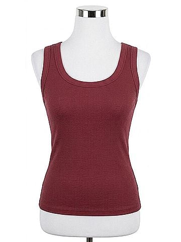 LA Made New You Rib Tank Top in Merlot (view 1)