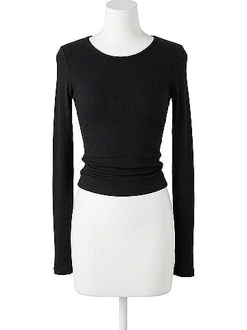 Alo Yoga Gather Long Sleeve Top in Black (view 1)