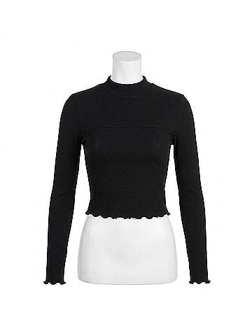 RVCA Saved Long Sleeve Crop Top in Black (view 1)