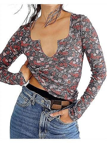 Free People Ciara Printed Layering Top in Black Combo (view 2)