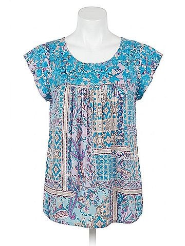 Andree by UNIT Floral Embroidered Paisley Print Top in Multicolor (view 1)