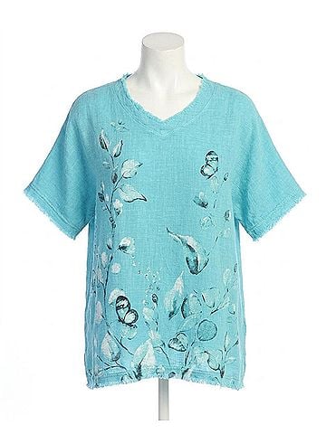 Jess & Jane Botanica Mineral Washed Cotton Gauze Top in Seaglass (view 1)