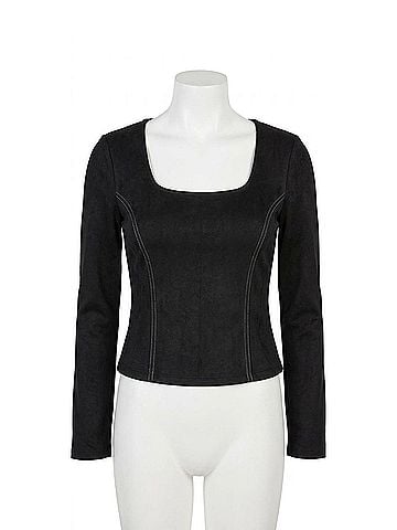 Fifteen Twenty Faux Suede Stitch Top in Black (view 1)