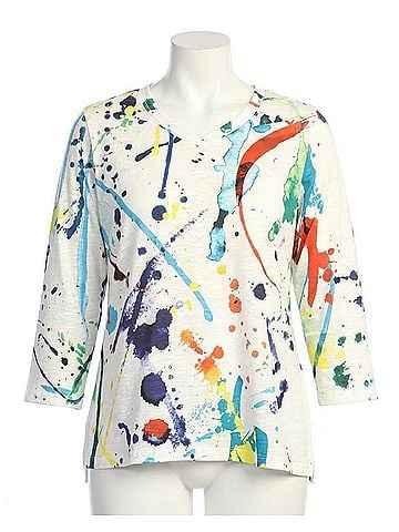 Jess & Jane V-Neck Tulip Hem Top in Splash (view 1)