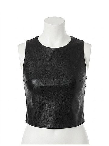 Commando Faux Leather Shell Top in Black (view 1)