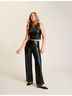 Commando Solid Black Faux Leather Shell Top in Black Size S - photo 5