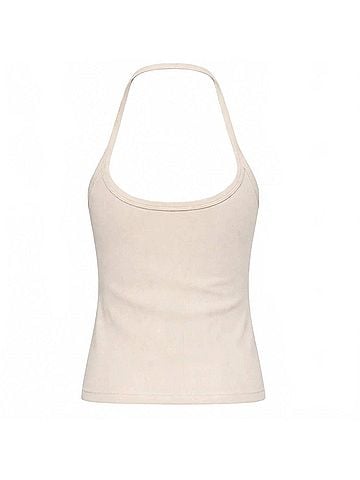 Enza Costa Cotton Rib Halter Top in Pearl Grey (view 1)