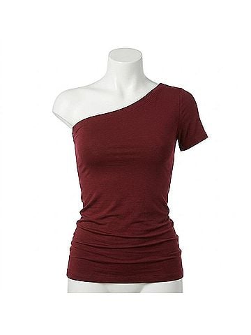 Helmut Lang One Shoulder Tee in Burgundy (view 1)