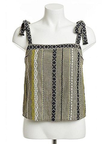 Drew Lucia Shoulder Tie Gauze Stripe Tank in Sage (view 1)