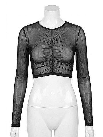 ONLY HEARTS Whisper Cropped Long Sleeve Tee in Black (view 1)