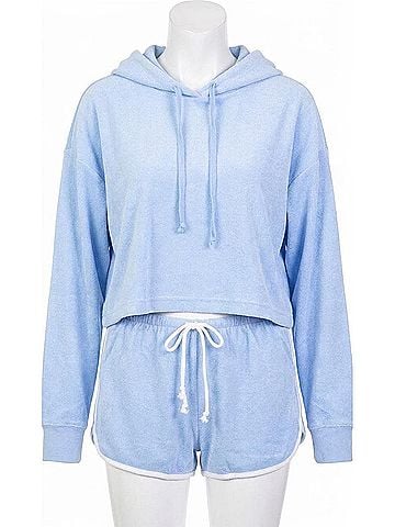 Juicy Couture Terry Cropped Long Sleeve Hoodie in Light Blue (view 1)