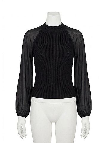 French Connection Melody High Neck Top in Black (view 1)