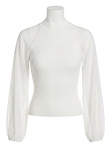 French Connection Melody High Neck Top in White (view 1)