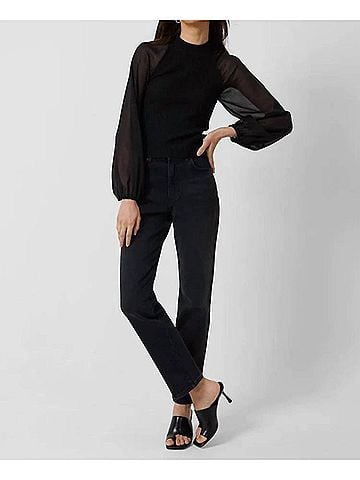 French Connection Melody High Neck Top in Black (view 2)