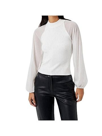 French Connection Melody High Neck Top in White (view 2)
