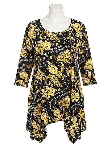 White Mark Plus Size Alegra Tunic Top in Black/Gold (view 1)