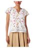Ecru White Loren Flutter Sleeve Top in Bloom Size S - photo 2