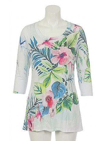 Impulse California Tropical Pink Flowers Top in Multi (view 1)