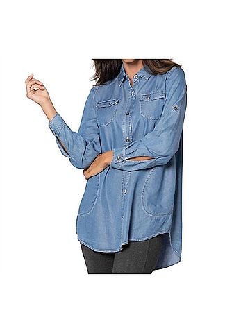 Stella Carakasi Classic Tencil Tunic in Medium Wash (view 2)
