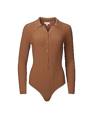 Ronny Kobo Cyndie Bodysuit in Cognac (view 1)