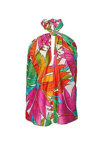 Ronny Kobo Omilia Floral Cutout Silk Jacquard Top in Jungle Floral (view 2)