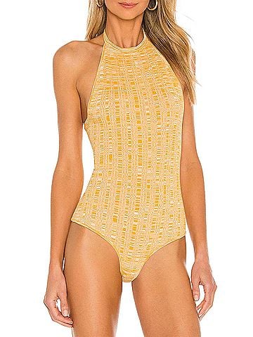 Ronny Kobo Kassidy Knit Bodysuit in Canary Multi (view 2)
