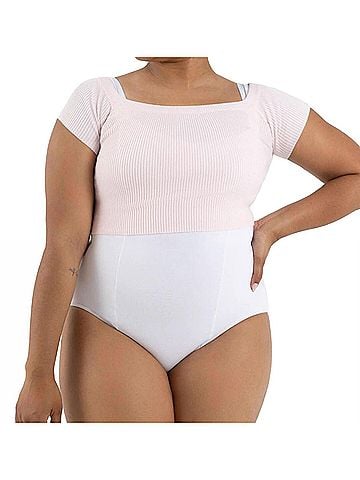 Capezio Ribbed Knit Cropped Sweater in Pink (view 2)