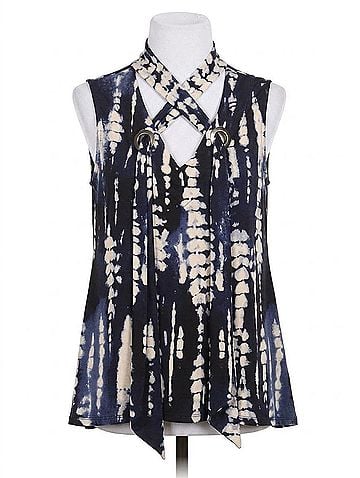 Ariella Tie Dye Scarf Top in Blue (view 1)