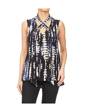 Ariella Tie Dye Scarf Top in Blue (view 2)