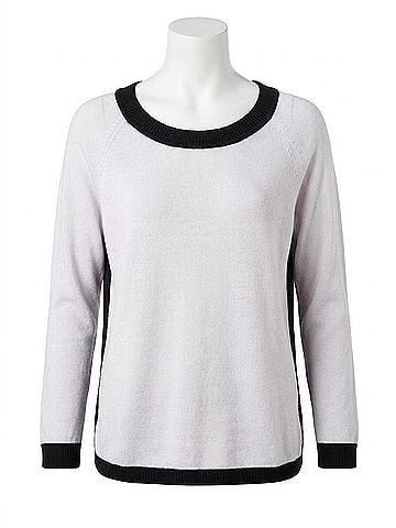 Label + Thread Women's Ringer Neck Pullover Top in Stone/Navy/Black (view 1)