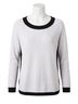 Label + Thread Solid White Women's Ringer Neck Pullover Top in Stone/Navy/Black Size M - photo 1