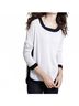 Label + Thread Solid White Women's Ringer Neck Pullover Top in Stone/Navy/Black Size M - photo 2