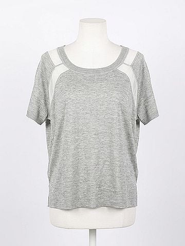 Label + Thread Women's Sheer Trim Scoop Top in Grey (view 1)