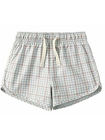 Rylee + Cru Kid's Swim Trunk in Light Blue Plaid (view 1)