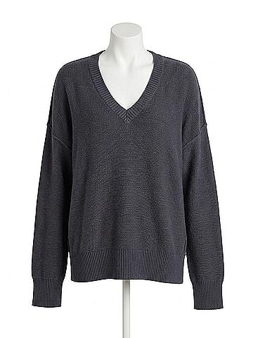 John & Jenn Avery Ve-Neck Sweater in Oxford Blue (view 1)