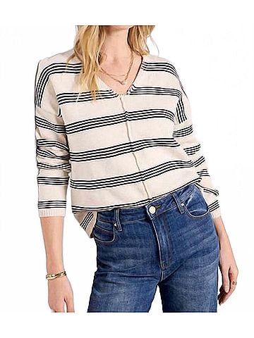 Sanctuary Easy V-Neck Sweater in Light Oat (view 2)