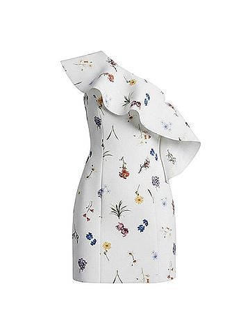 ASOS Floral One Shoulder Ruffle A-Line Mini Dress Cocktail Dress (view 1)