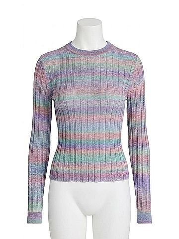 RE/DONE Poor Boy Rib Slim Pullover in Spirulina Combo (view 1)