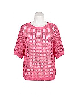 GiGi Moda Rosana Crew Neck Knit Sweater in Hot Pink (view 1)