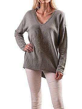 GiGi Moda Nordernen V-Neck Sweater in Olive (view 2)