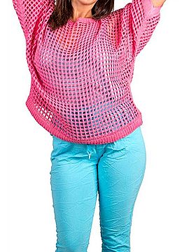GiGi Moda Rosana Crew Neck Knit Sweater in Hot Pink (view 2)