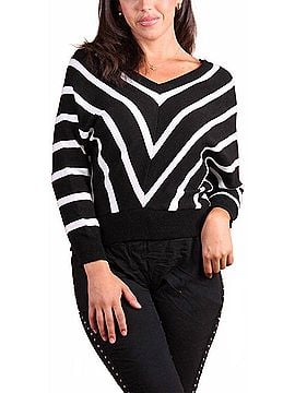 GiGi Moda Chevron Batwing Sweater in Black (view 2)