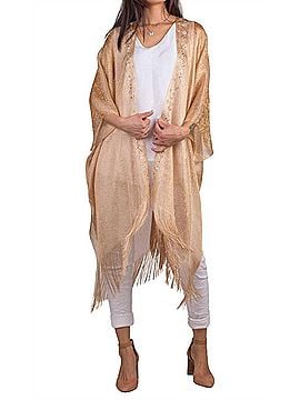 GiGi Moda Spiaggia Open Front Kimono in Gold (view 2)