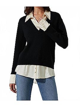 j. society Layered V-Neck Sweater in Black (view 2)