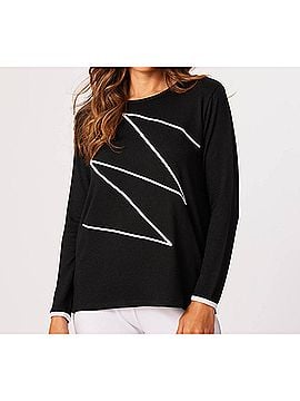 French Kyss Zig Zag Sweater in Black/White (view 2)