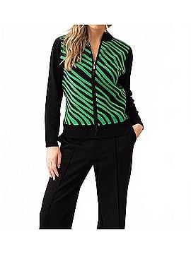 Marble Turtleneck Cardigan in Black/Green (view 2)