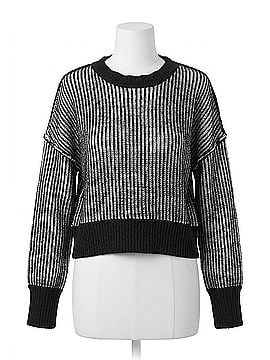 Very J Cropped Stripe Sweater in Black (view 1)
