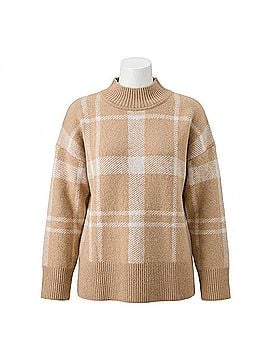 Barbour Harriet Tartan High-Neck Jumper in Pale Camel (view 1)