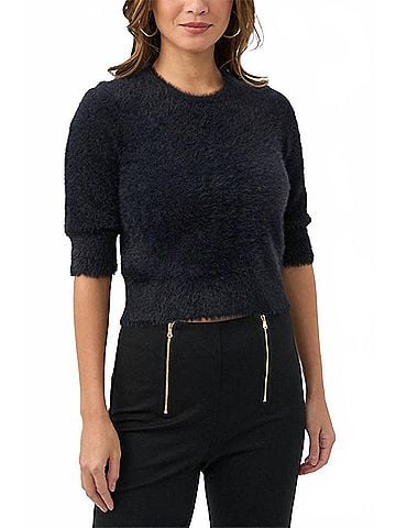 Trina Turk Maliah Fuzzy Sweater in Black (view 2)